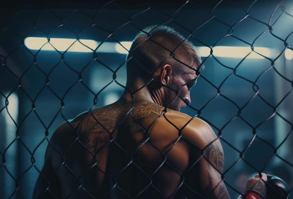 photo of MMA fighter in the fight cage